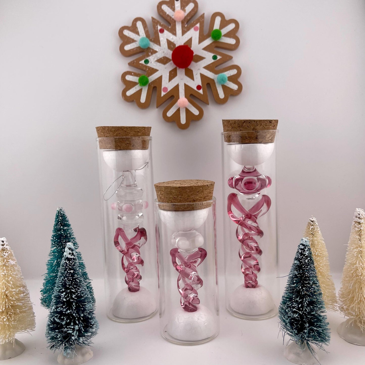 3 Pack of Gold Ruby Glass Icicle Ornament Designs “Holiday Special” - JeffBeckerGlass.com