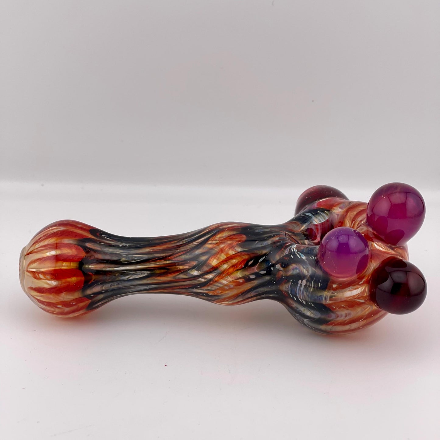 Wrap n Raked Red and Black Silver Fumed Spoon Pipe - JeffBeckerGlass.com