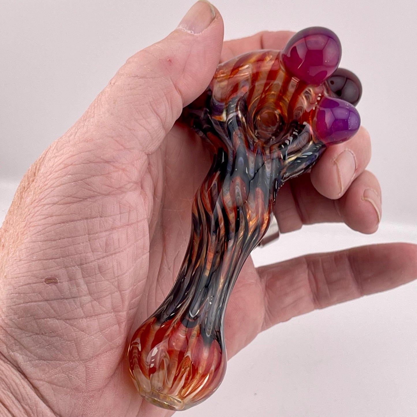Wrap n Raked Red and Black Silver Fumed Spoon Pipe - JeffBeckerGlass.com