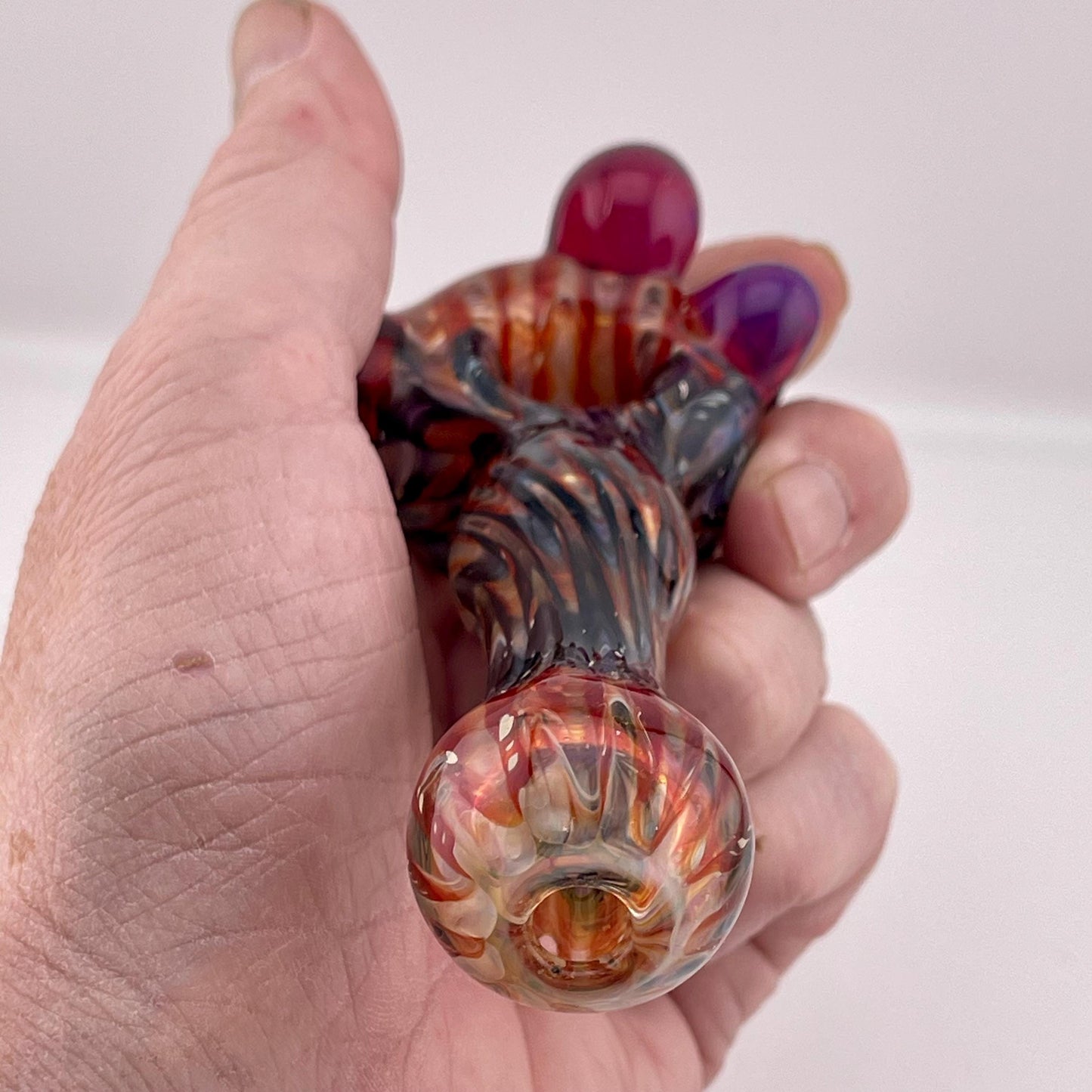 Wrap n Raked Red and Black Silver Fumed Spoon Pipe - JeffBeckerGlass.com