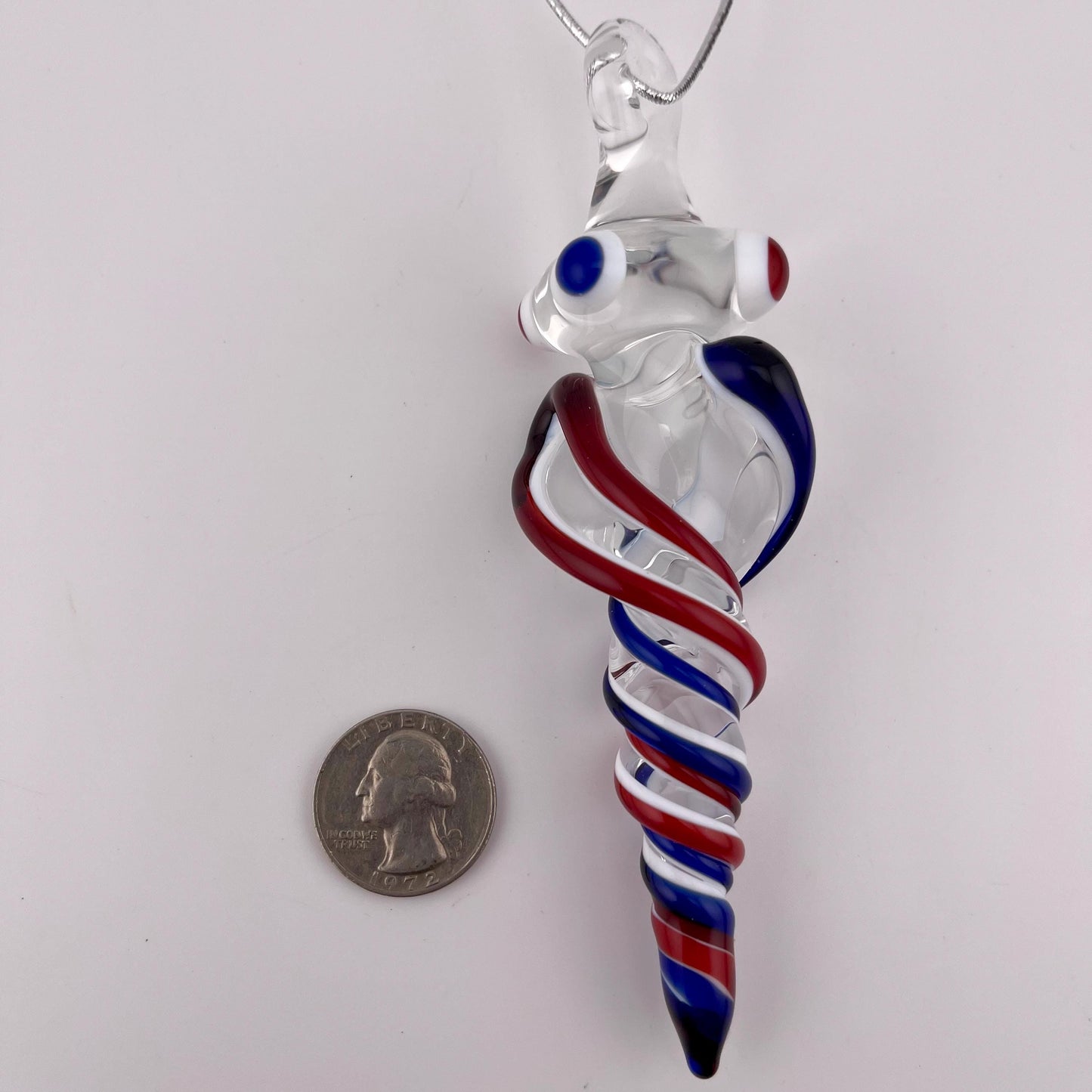 3 Pack of Elvis Red and Cobalt Blue over Lotus White Glass Icicle Ornament Designs “Holiday Special” - JeffBeckerGlass.com