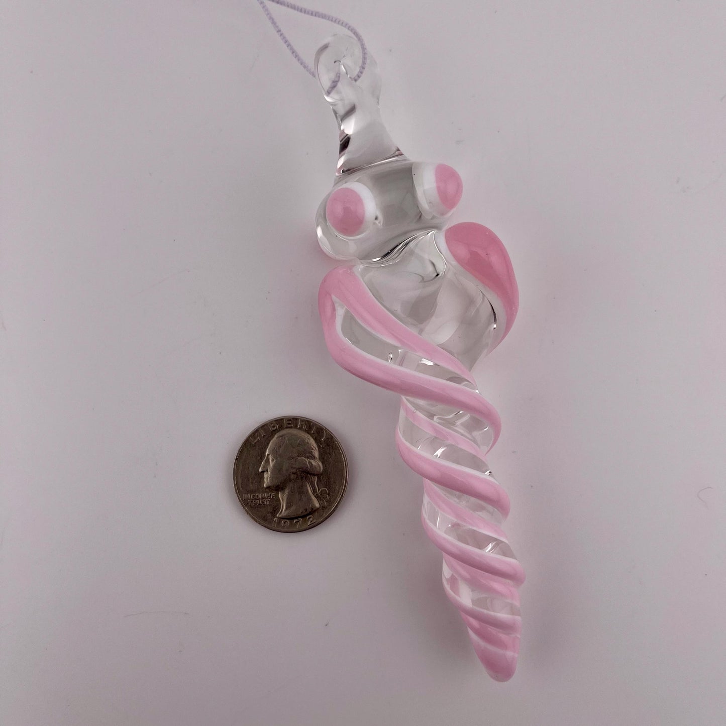 3 Pack of Pink over Lotus White Glass Icicle Ornament Designs “Holiday Special” - JeffBeckerGlass.com