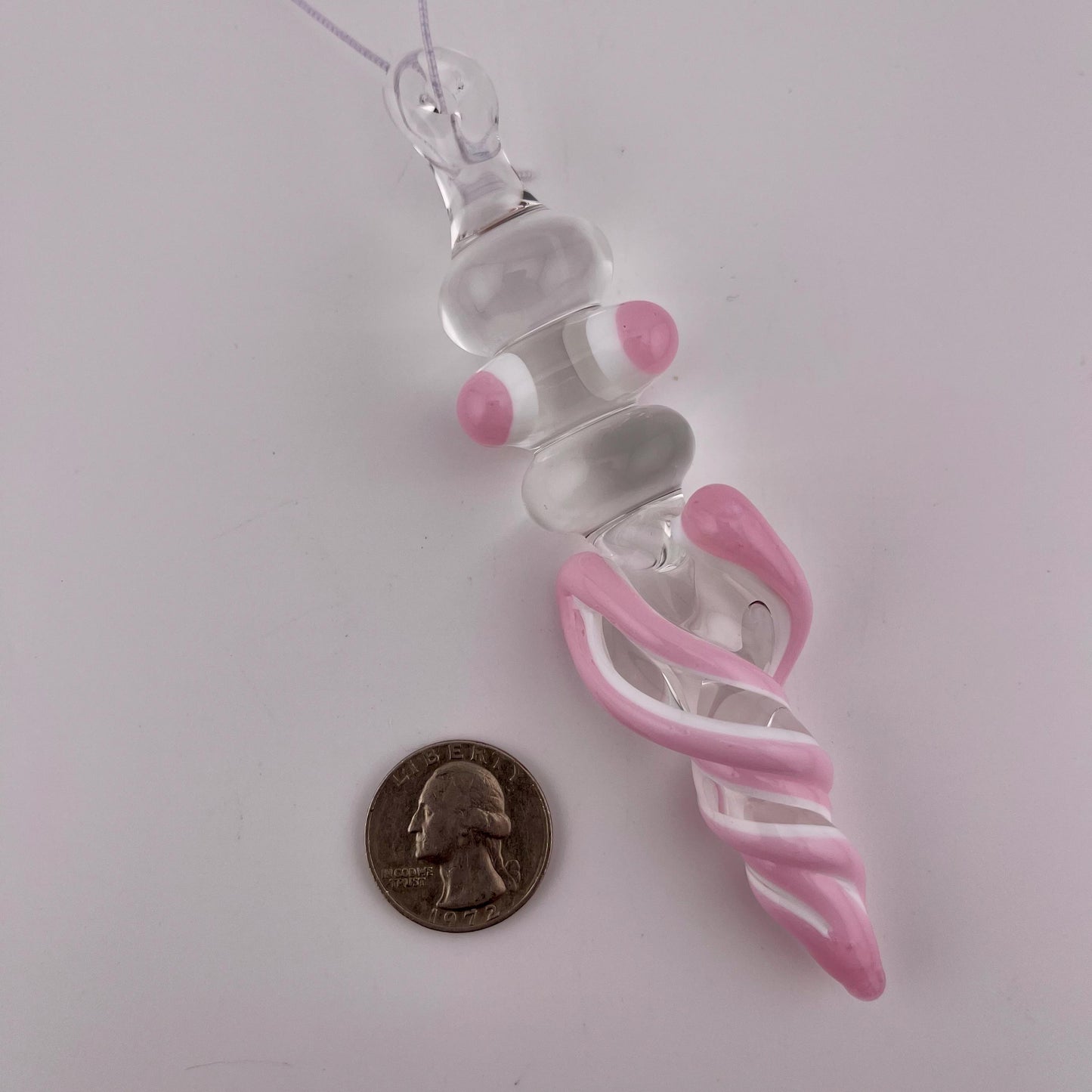 3 Pack of Pink over Lotus White Glass Icicle Ornament Designs “Holiday Special” - JeffBeckerGlass.com