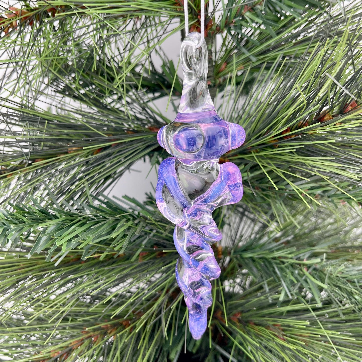 Large Pink Slymm Glass Icicle Christmas Ornament