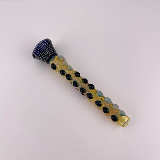 Sparkly Blue and Green Chillum Silver Fumed Pipe - JeffBeckerGlass.com