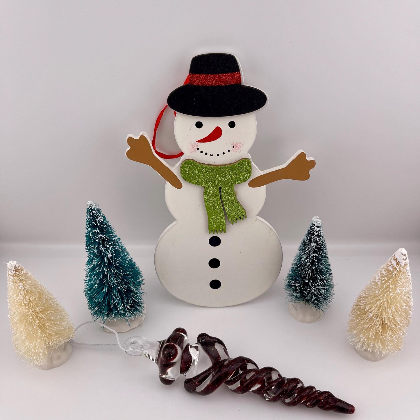Large Dark Blizzard RedGlass Icicle Christmas Ornament - JeffBeckerGlass.com