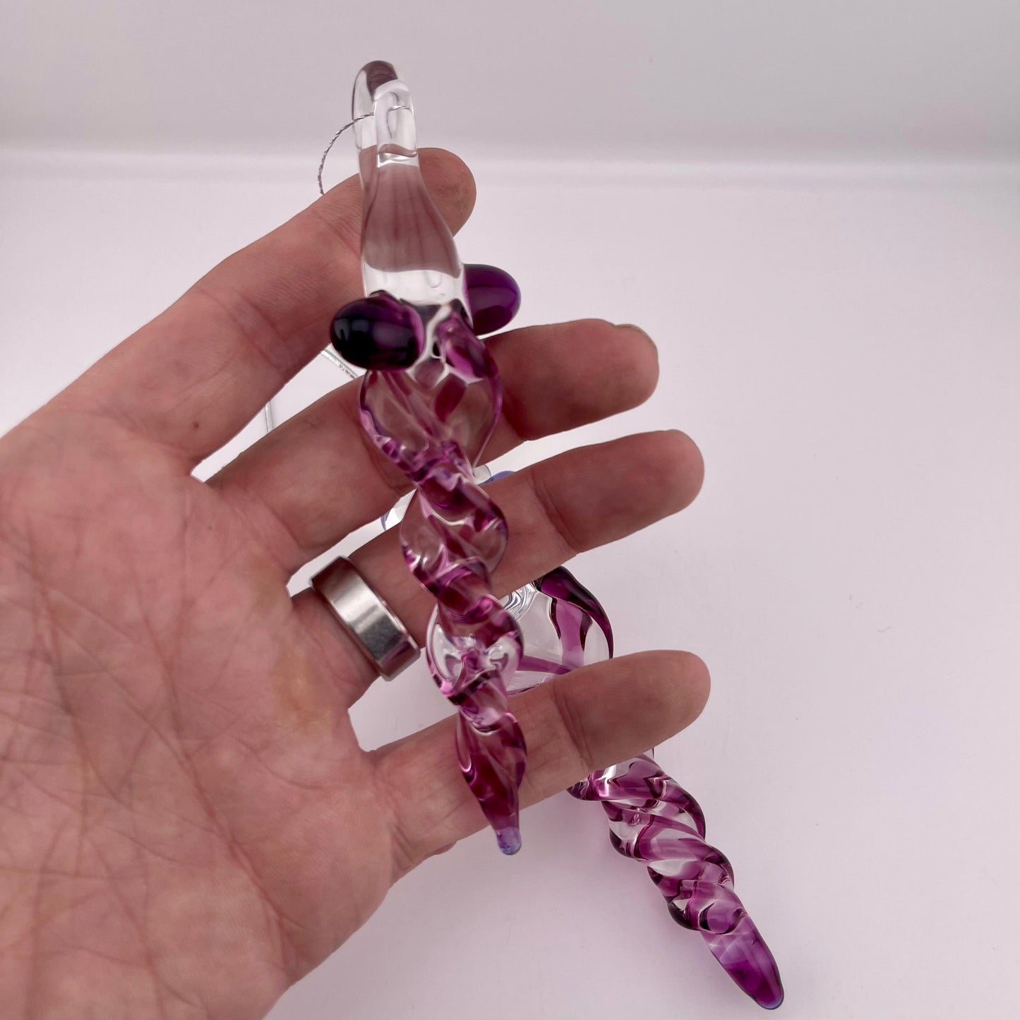 2 Pack of Gold Amethyst Large and Medium Glass Icicle Ornament Designs “Holiday Special” - JeffBeckerGlass.com