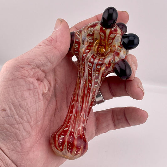 Wrap n Raked Red and Silver Fumed Spoon Pipe - JeffBeckerGlass.com