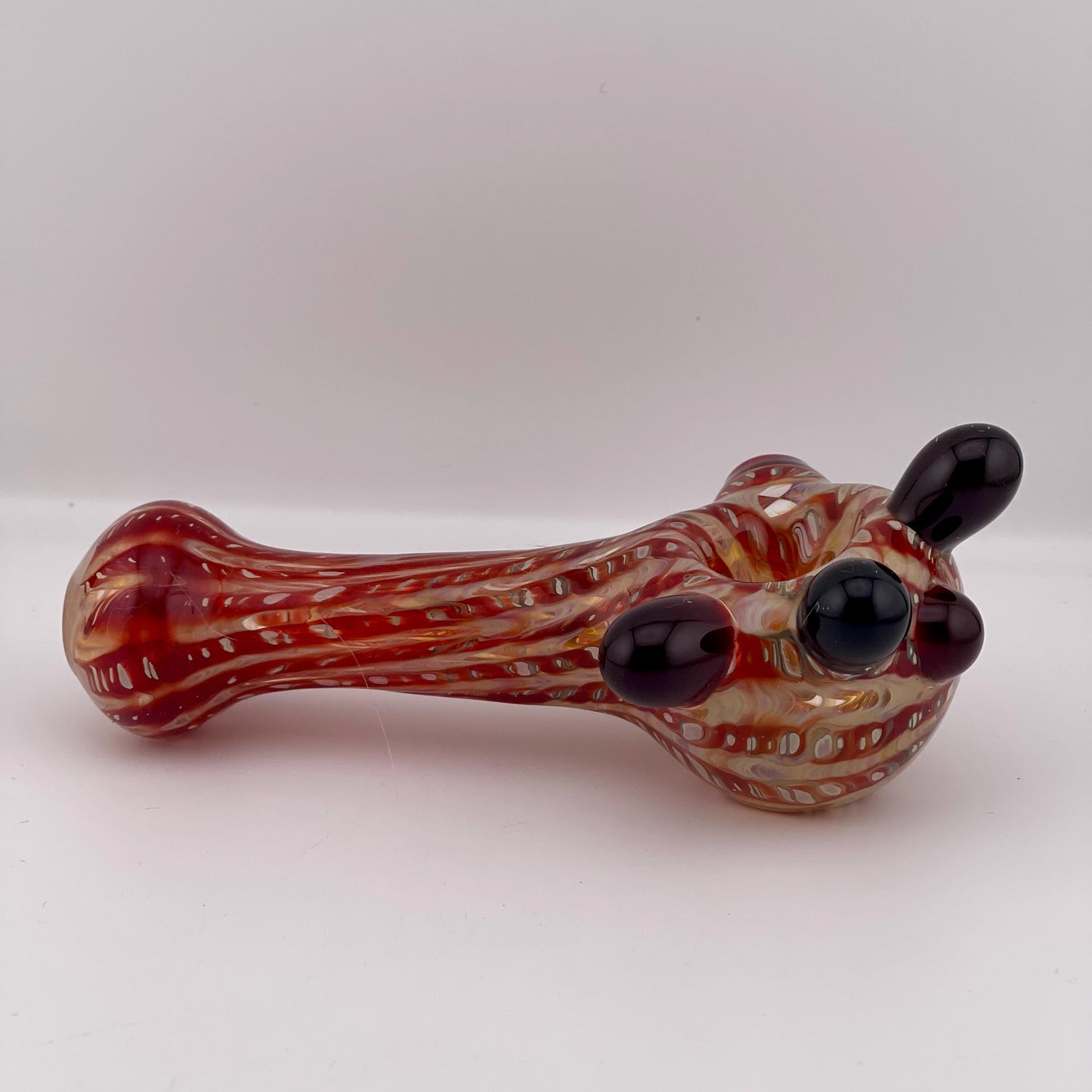 Wrap n Raked Red and Silver Fumed Spoon Pipe - JeffBeckerGlass.com