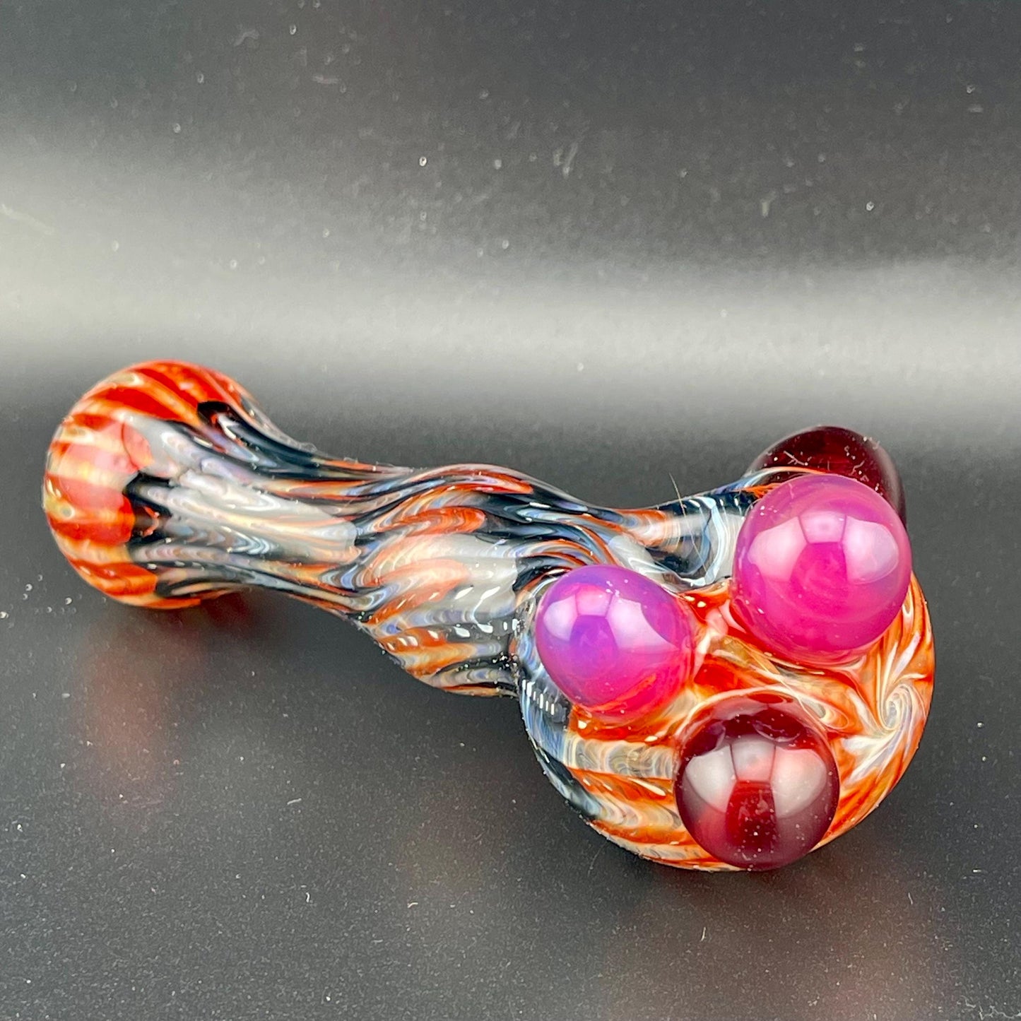 Wrap n Raked Red and Black Silver Fumed Spoon Pipe - JeffBeckerGlass.com