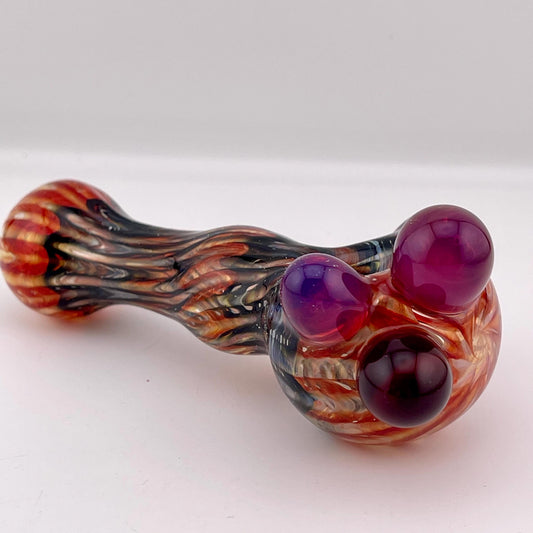 Wrap n Raked Red and Black Silver Fumed Spoon Pipe - JeffBeckerGlass.com