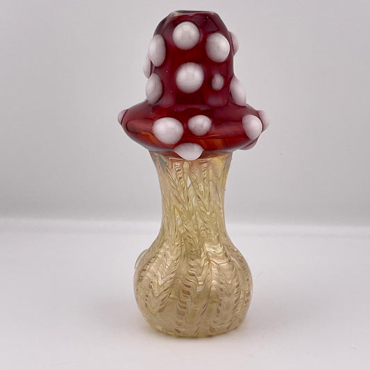 Wrap n Rake Mushroom and Silver Fumed Spoon Pipe with glow n the dark marbles - JeffBeckerGlass.com