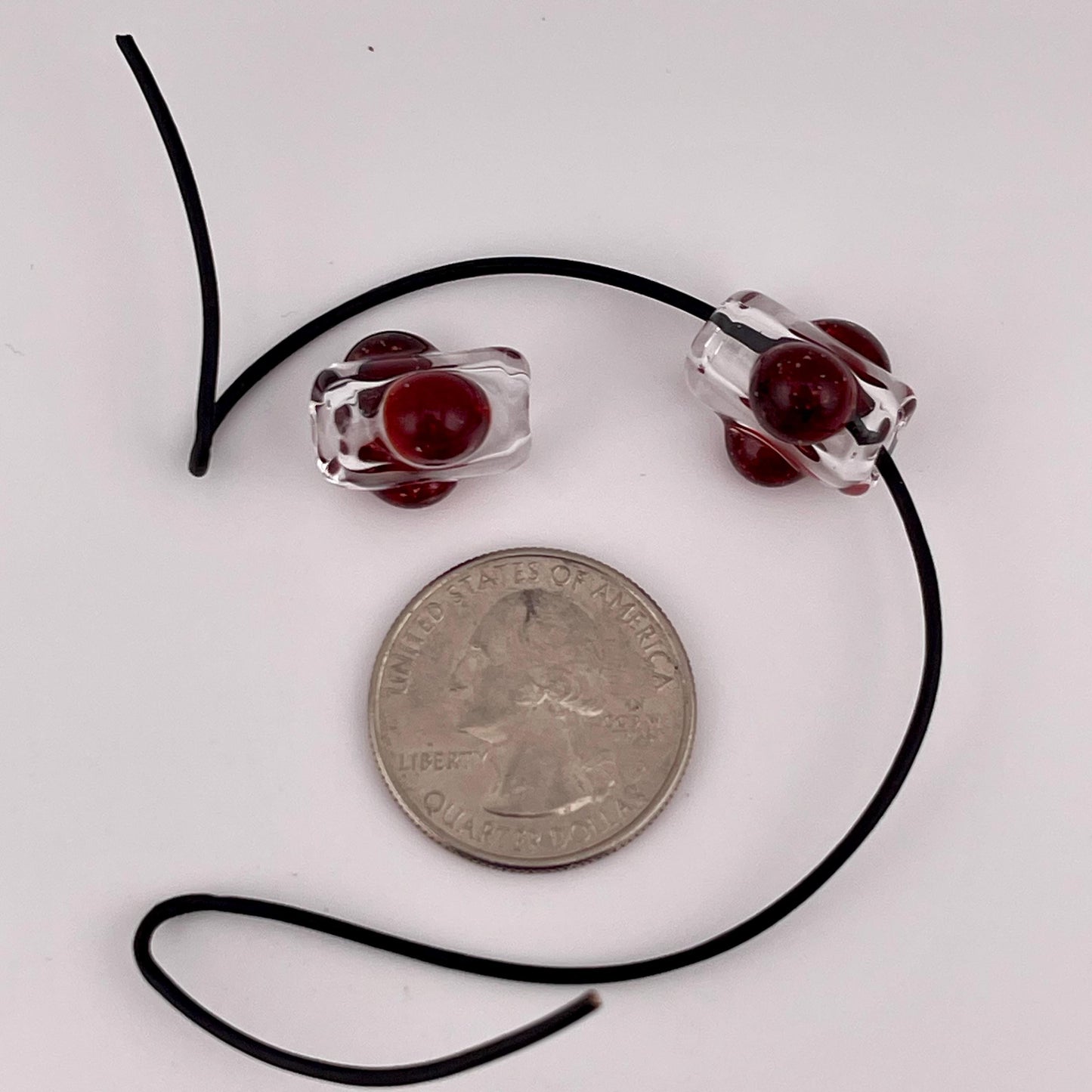 2 Loose beads clear with Blizzard Red marble Bead necklaces beads phone strap hoodie beads shoelace beads for your crafting needs gift beads