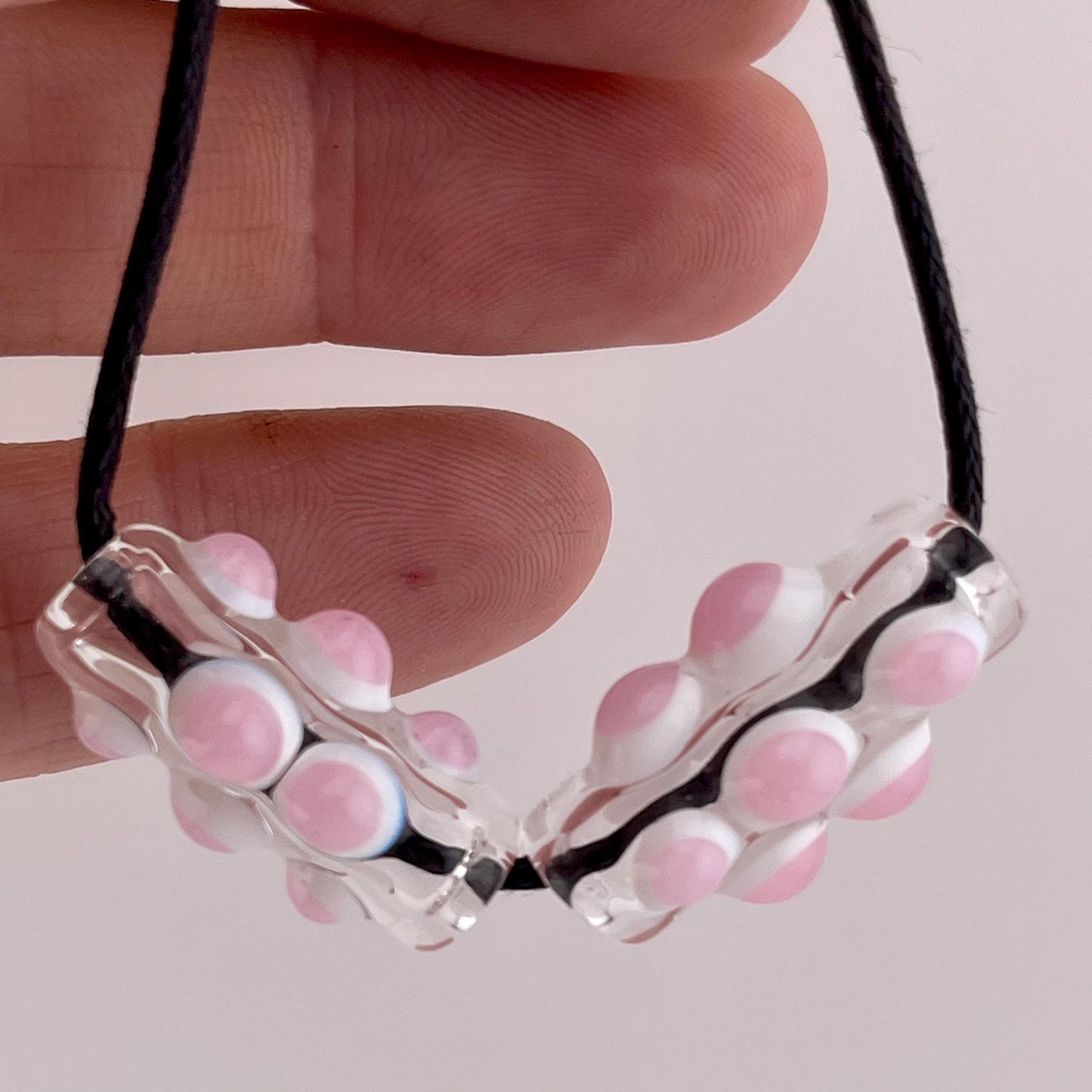 2 Loose beads clear with pink over white marble Bead necklaces beads phonestrap hoodie bead shoelace beads for your crafting needs gift bead