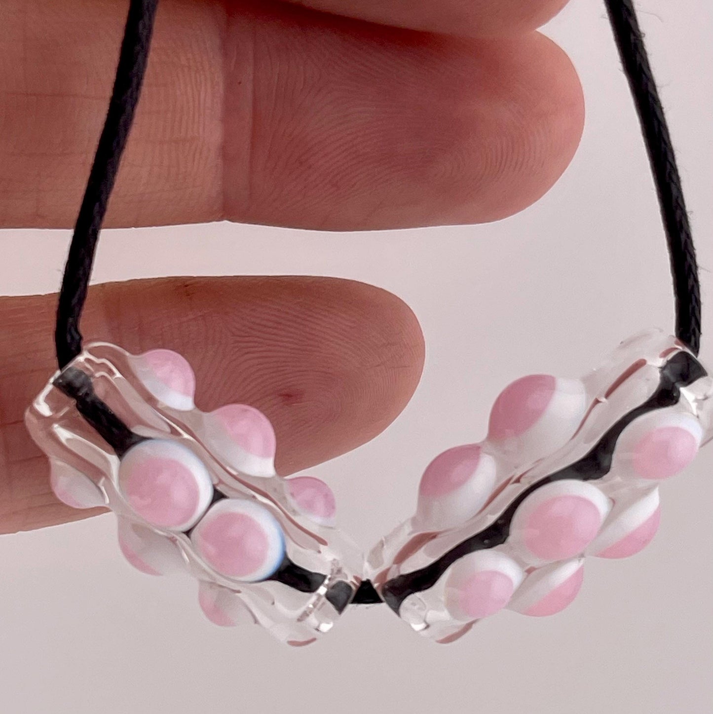 2 Loose beads clear with pink over white marble Bead necklaces beads phonestrap hoodie bead shoelace beads for your crafting needs gift bead