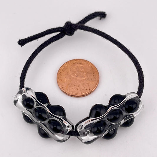2 Loose beads clear with black marble Beads necklaces phone straps hoodie beads shoelace beads for your crafting needs gift beads - JeffBeckerGlass.com