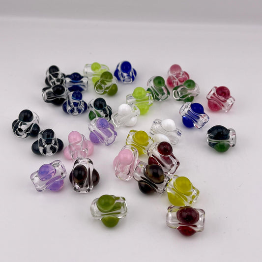 2 Loose beads clear with lotus white marble Bead necklaces beads phone strap hoodie beads shoelace beads for your crafting needs gift bead - JeffBeckerGlass.com