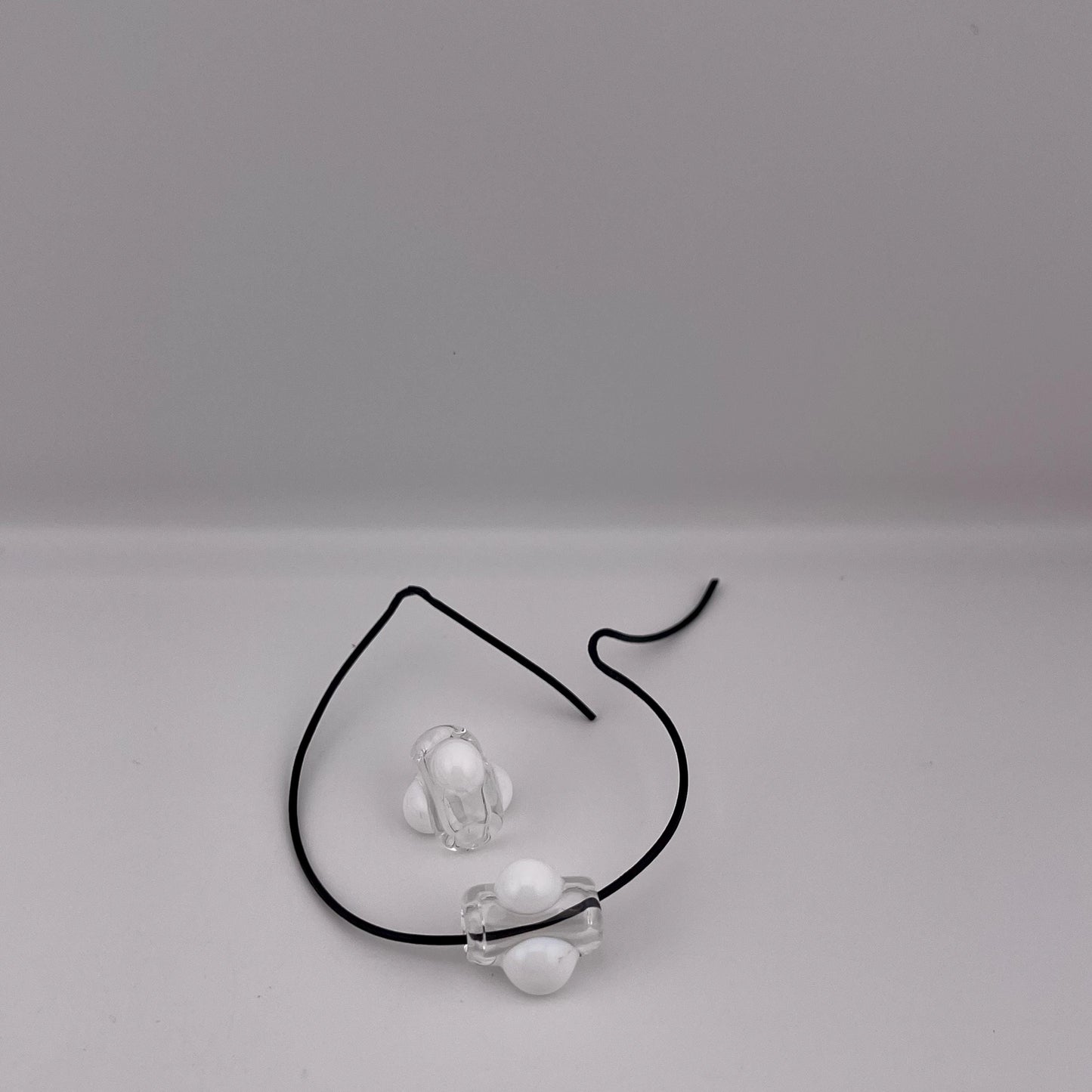 2 Loose beads clear with lotus white marble Bead necklaces beads phone strap hoodie beads shoelace beads for your crafting needs gift bead