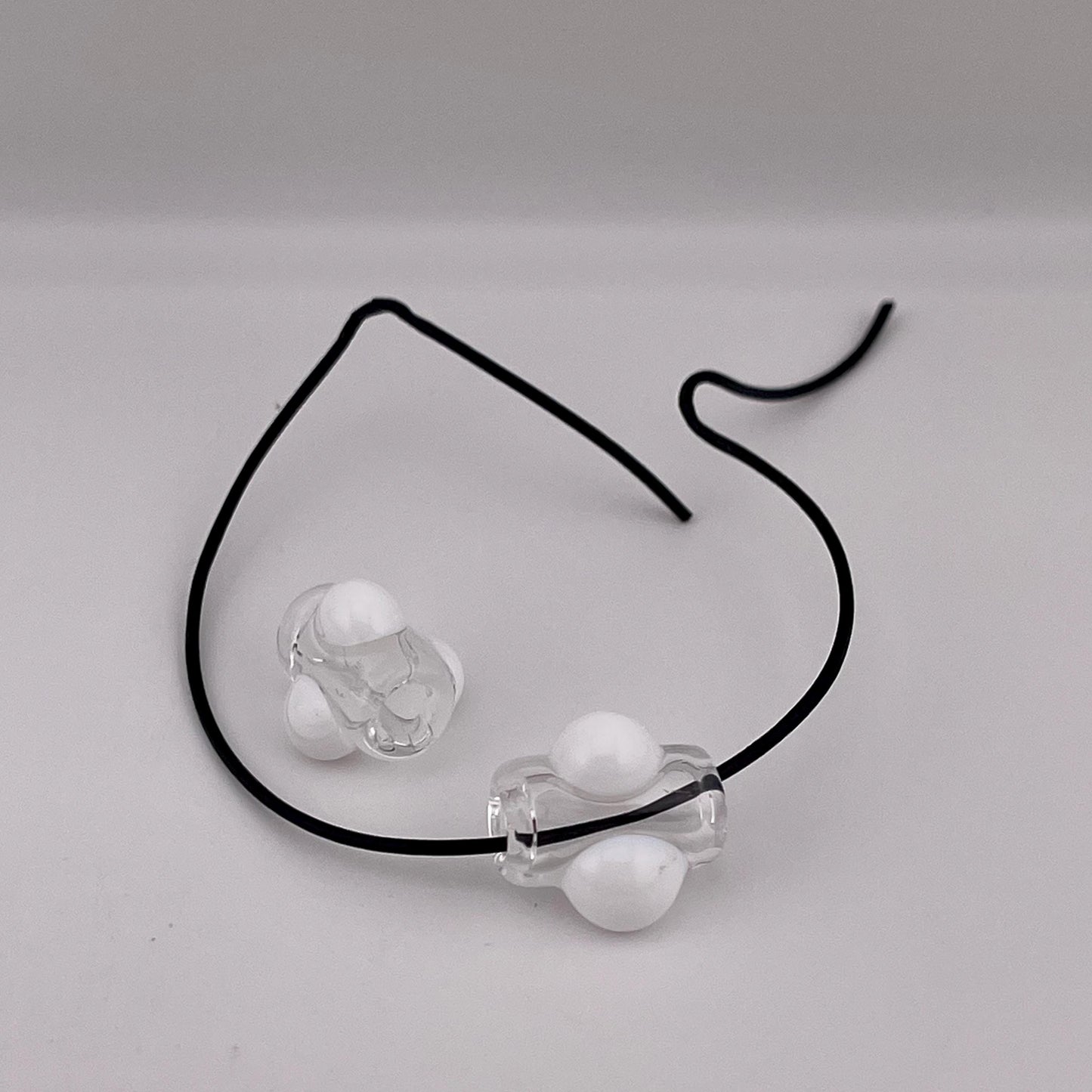 2 Loose beads clear with lotus white marble Bead necklaces beads phone strap hoodie beads shoelace beads for your crafting needs gift bead