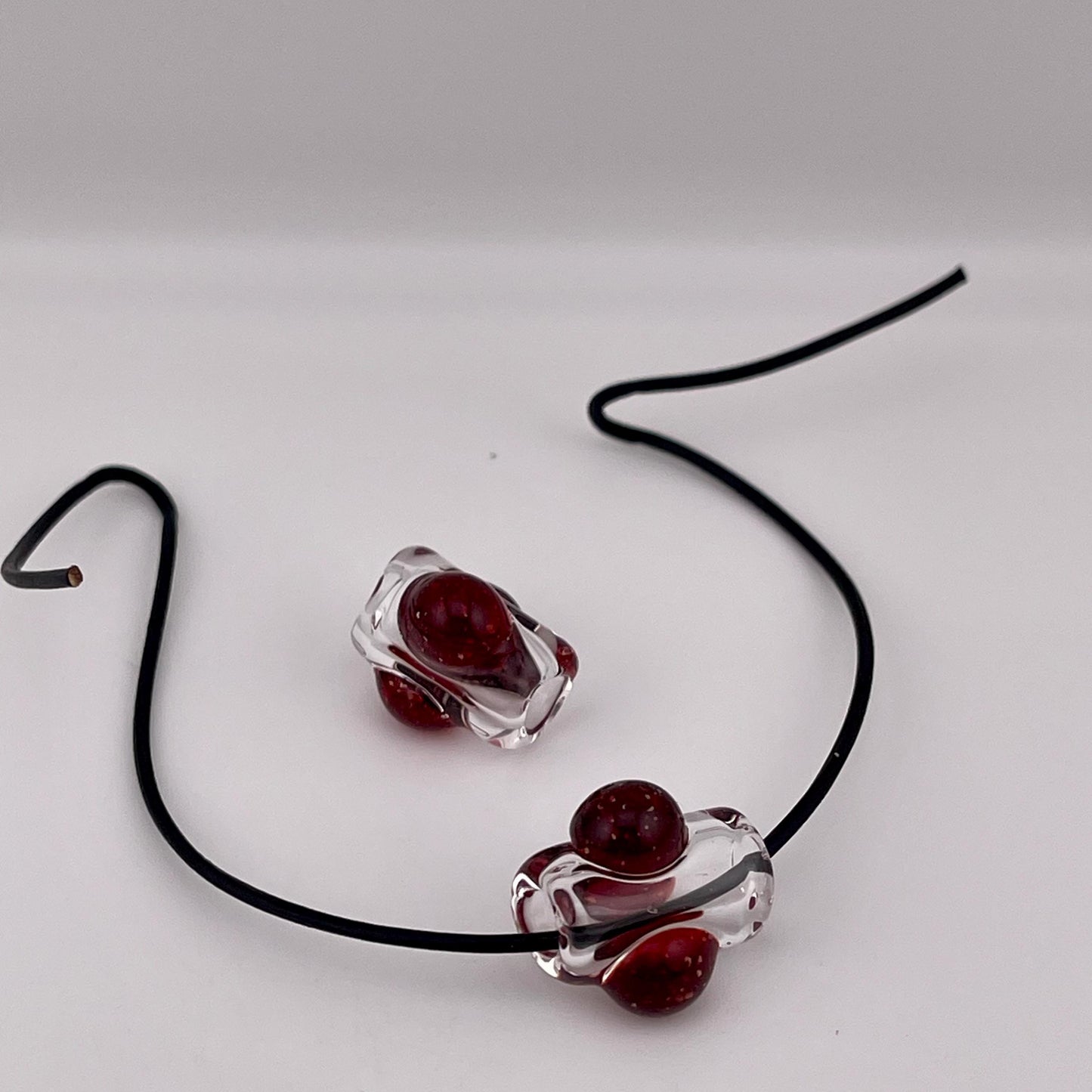 2 Loose beads clear with Blizzard Red marble Bead necklaces beads phone strap hoodie beads shoelace beads for your crafting needs gift beads