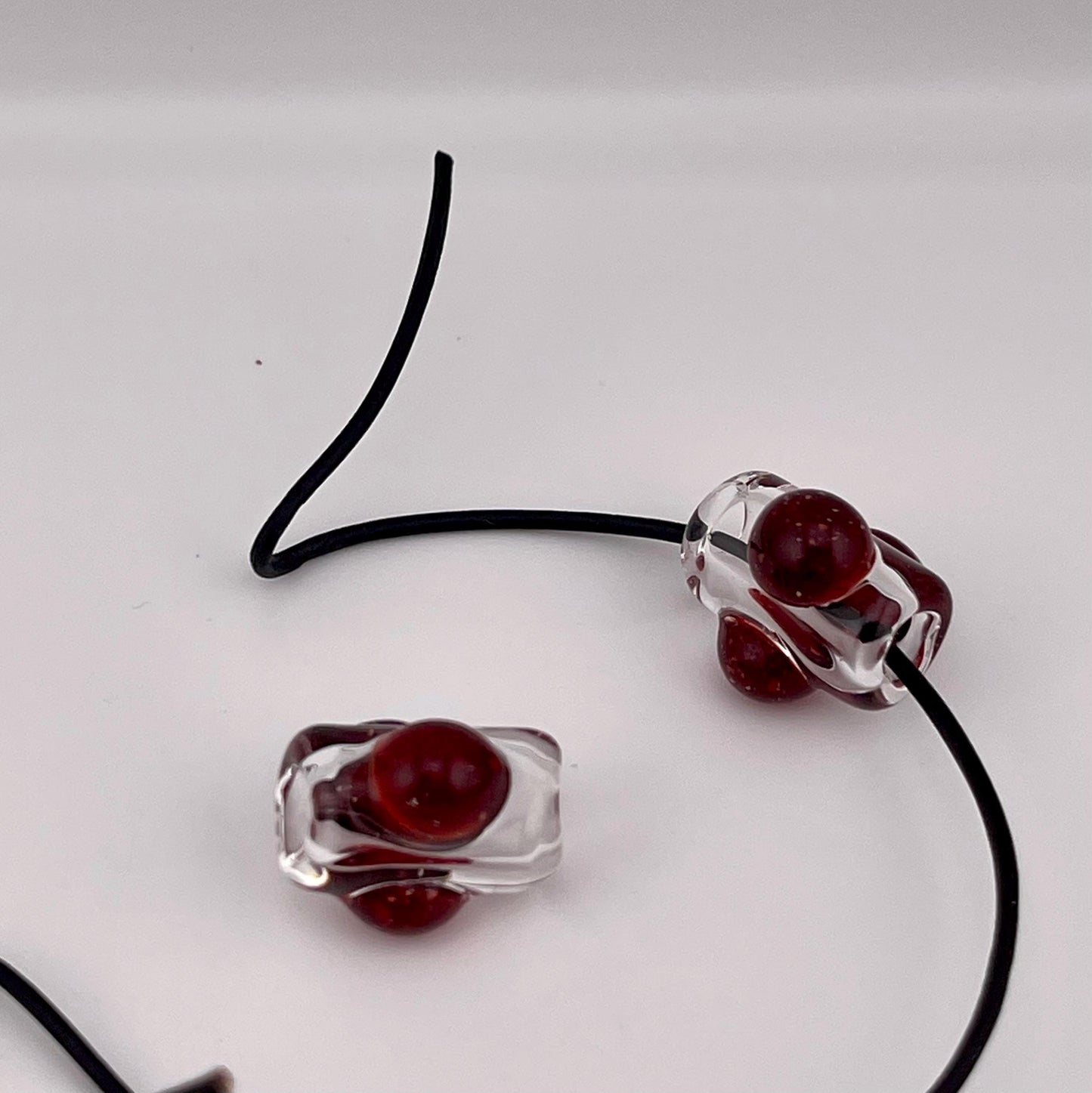2 Loose beads clear with Blizzard Red marble Bead necklaces beads phone strap hoodie beads shoelace beads for your crafting needs gift beads