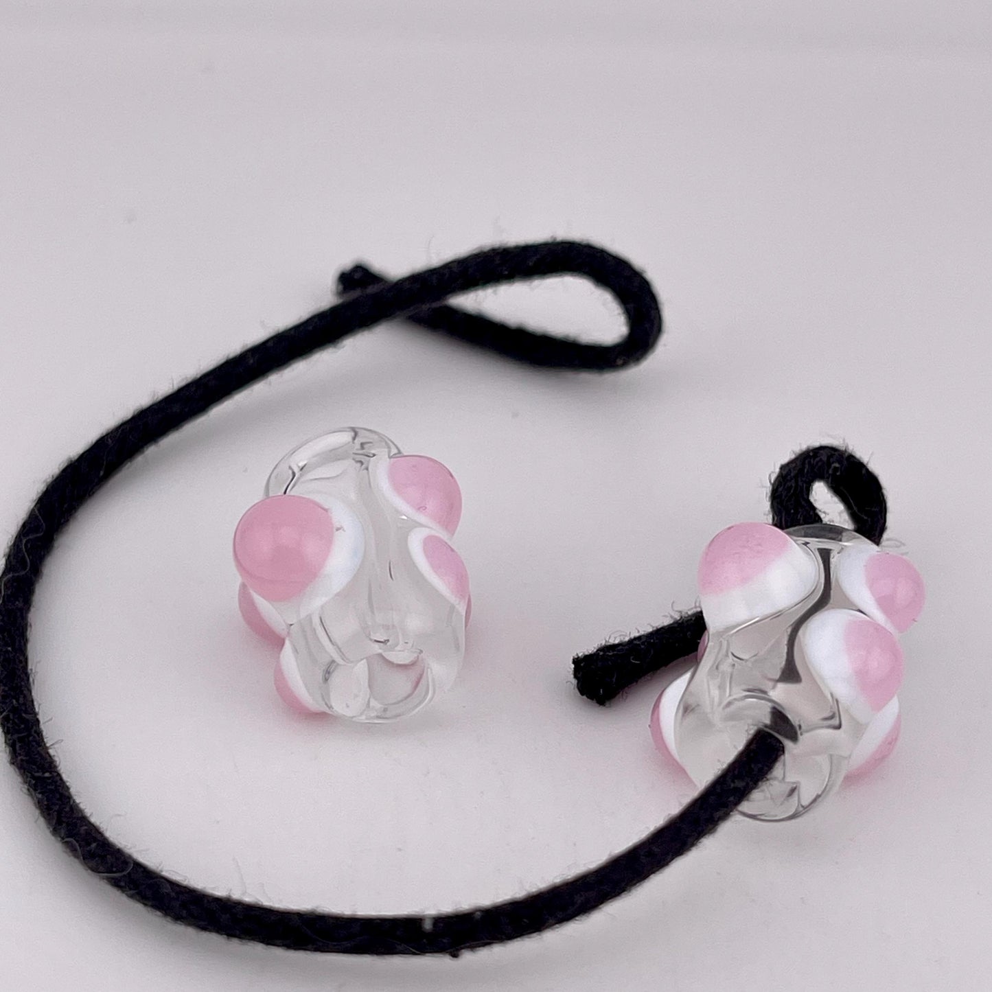 2 Loose beads clear with pink w/white marble Bead necklaces beads phone strap hoodie beads shoelace beads for your crafting needs gift bead