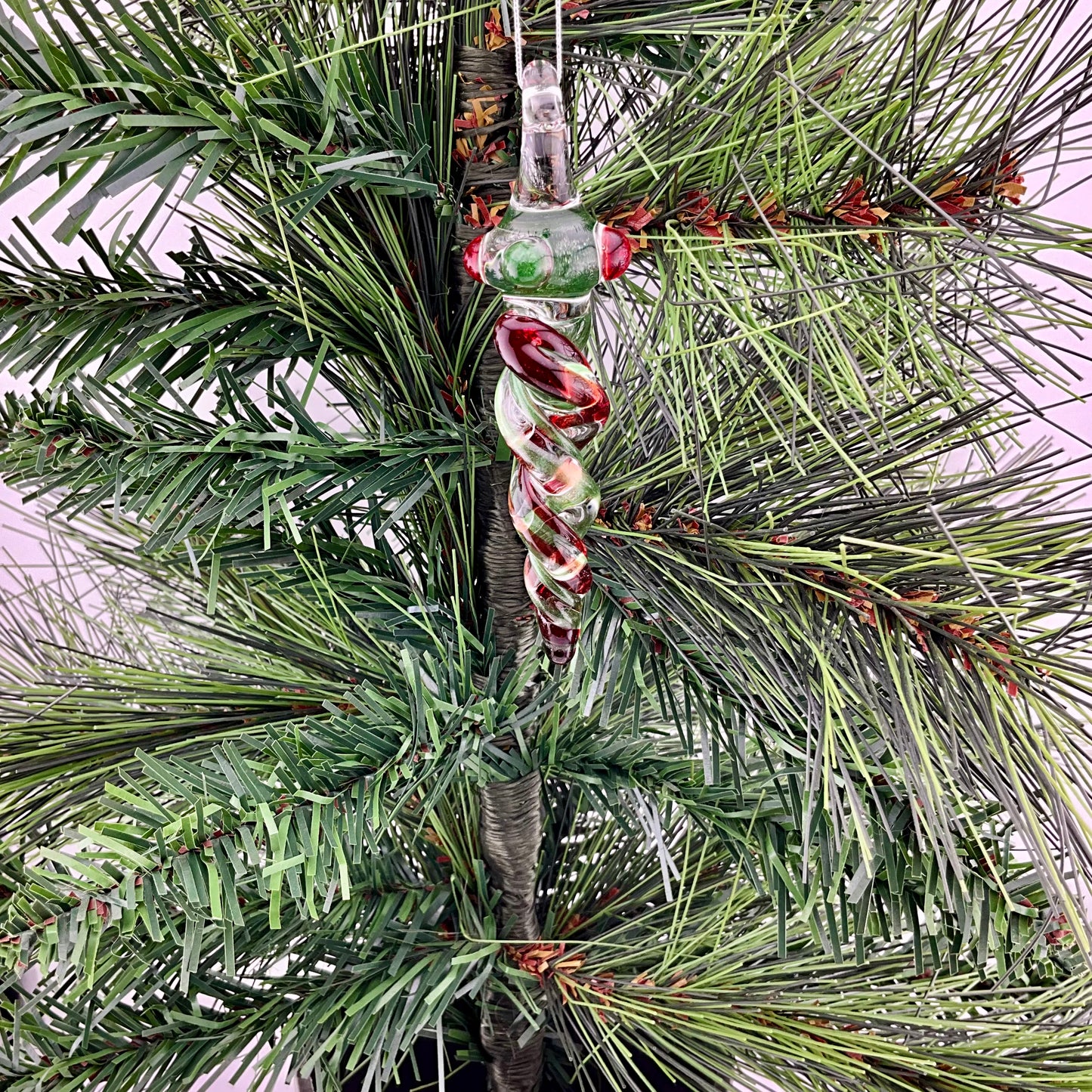 4 Pack Elvis Red and Sparkly Green Glass Icicle Ornament "Holiday Special" - JeffBeckerGlass.com