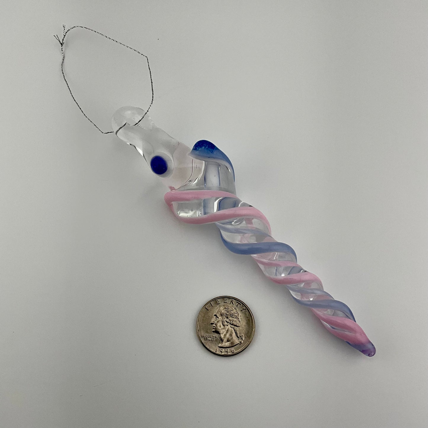 Cadillac Pink and Neptune Blue Glass Icicle Christmas Ornament - JeffBeckerGlass.com