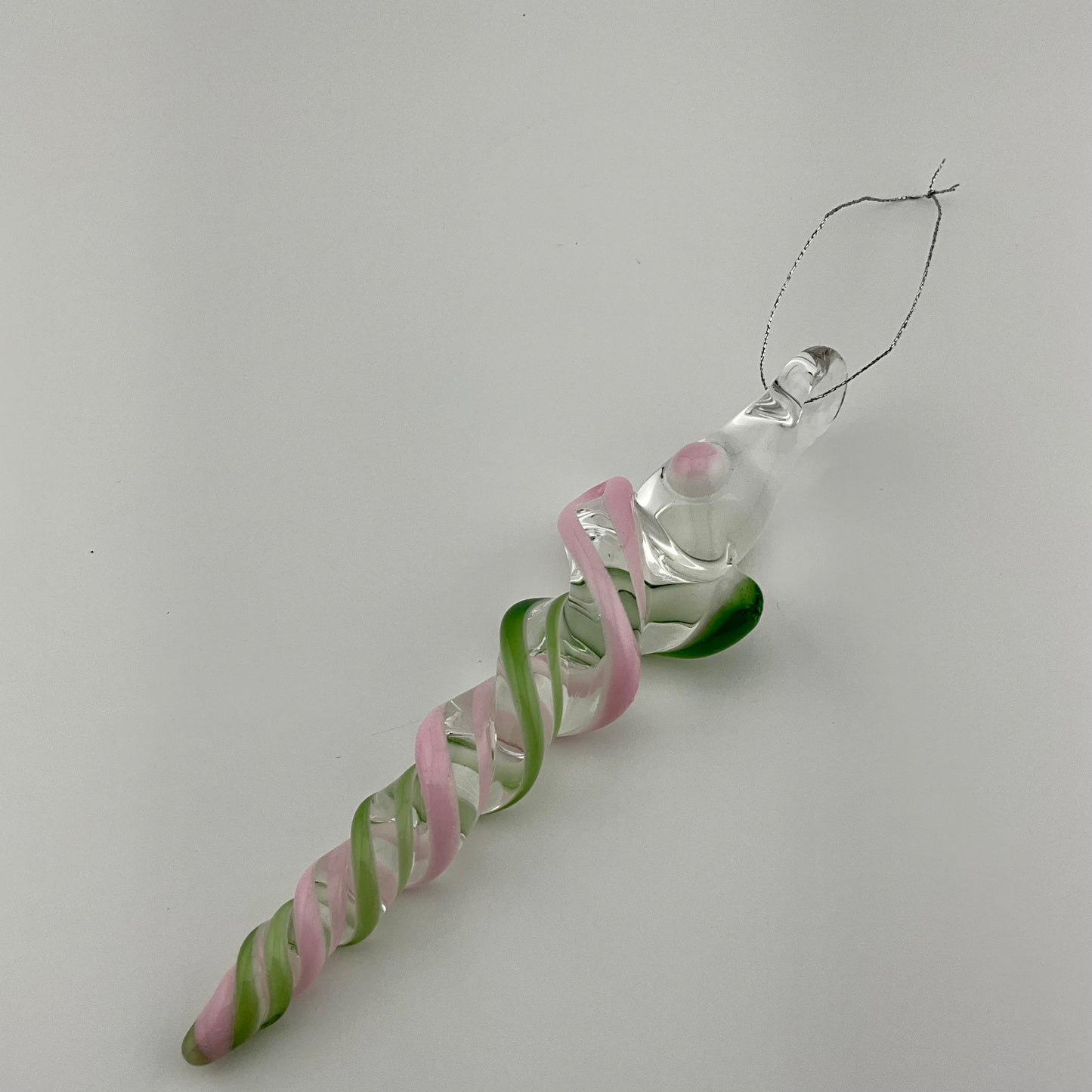 Plantphibian Green and Pink Cadillac Glass Icicle Ornament - JeffBeckerGlass.com