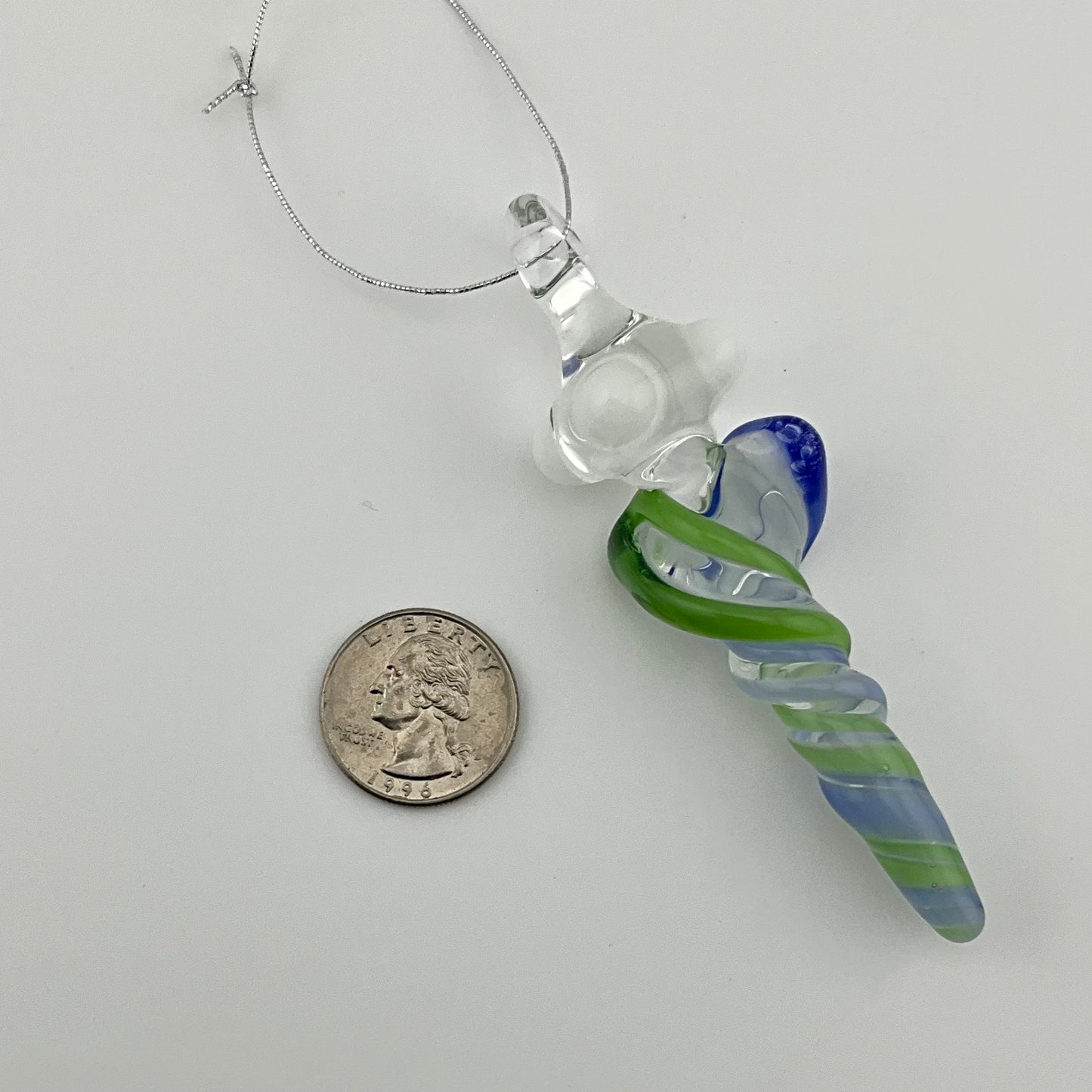Mini Neptune Blue and Plantphibian Green Glass Icicle Ornaments - JeffBeckerGlass.com