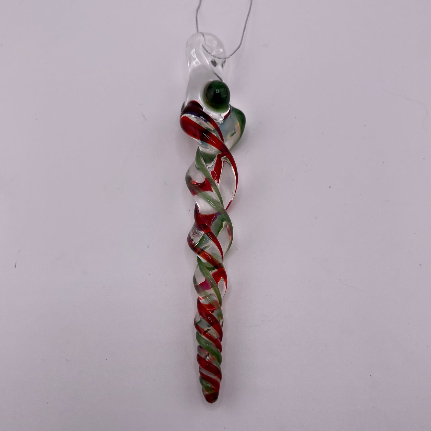 Elvis Red and Green over White Glass Icicle Ornament - JeffBeckerGlass.com