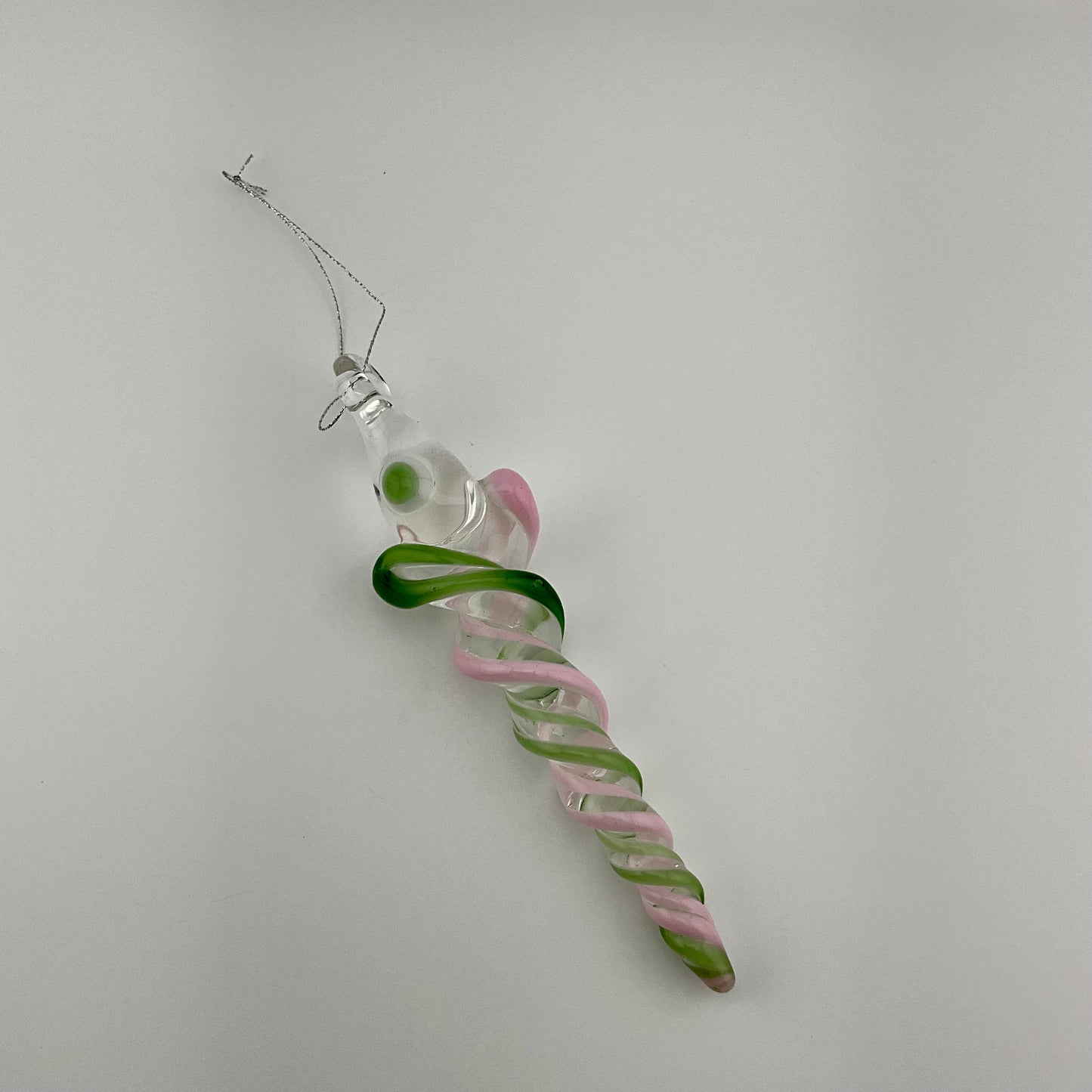 Plantphibian Green and Pink Cadillac Glass Icicle Ornament - JeffBeckerGlass.com