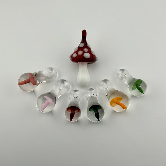 Small Orange Mushroom Pendant - JeffBeckerGlass.com