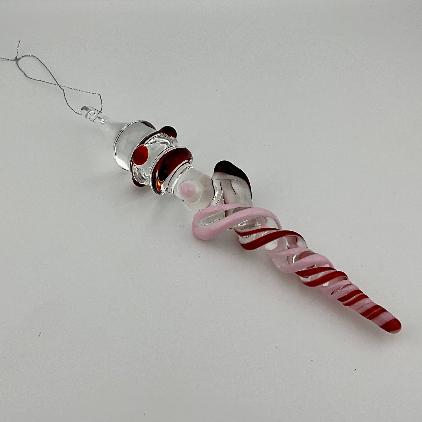 Elvis Red and Pink Cadillac Glass Icicle Christmas Ornaments with clear Maria - JeffBeckerGlass.com