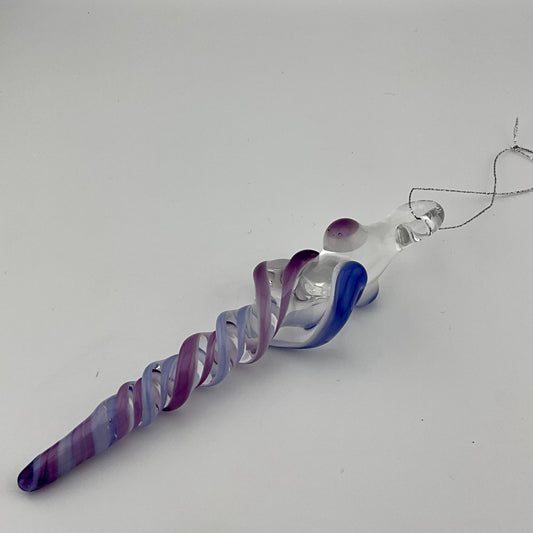 Royal Jelly and Neptune Blue Glass Icicle Christmas Ornaments - JeffBeckerGlass.com