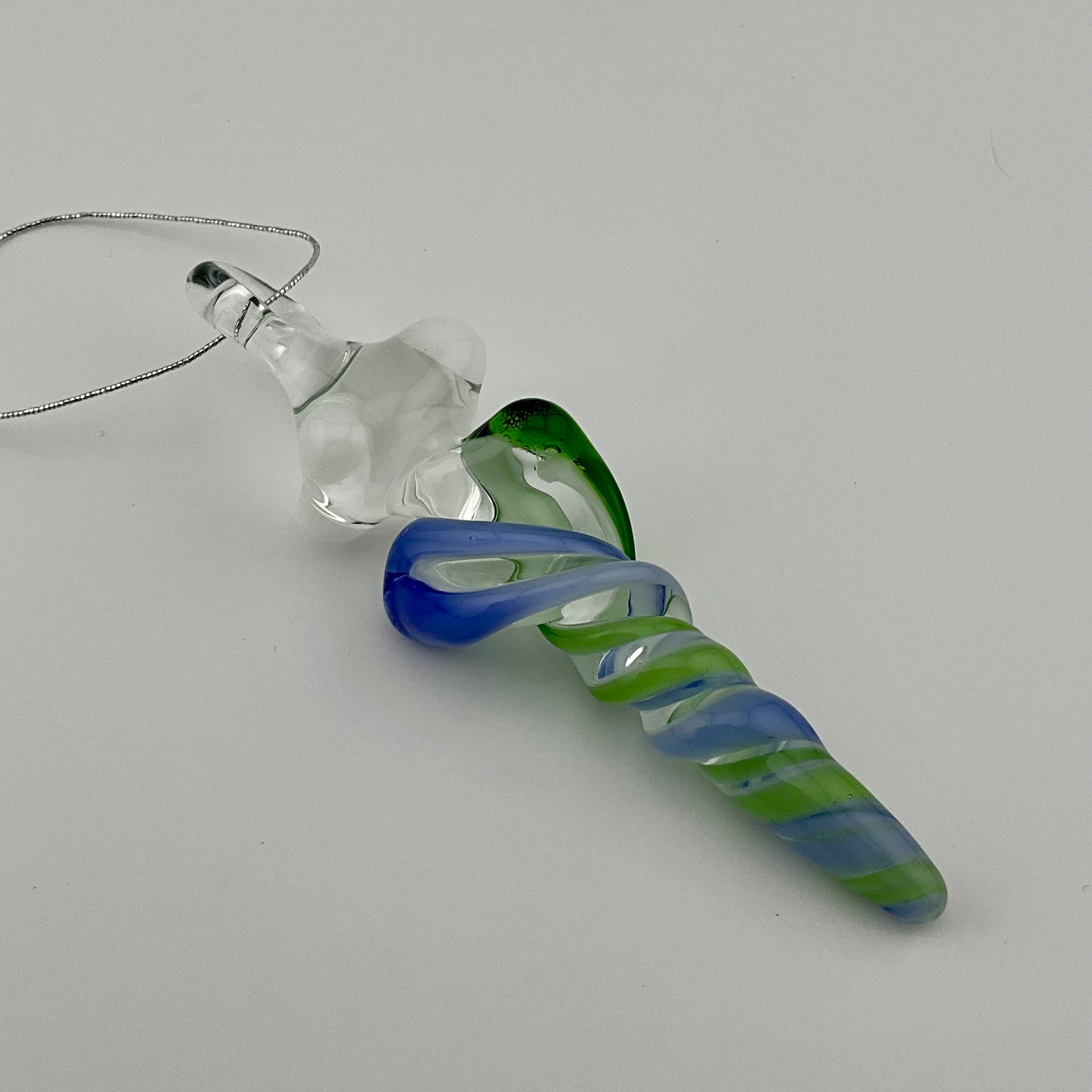 Mini Neptune Blue and Plantphibian Green Glass Icicle Ornaments - JeffBeckerGlass.com