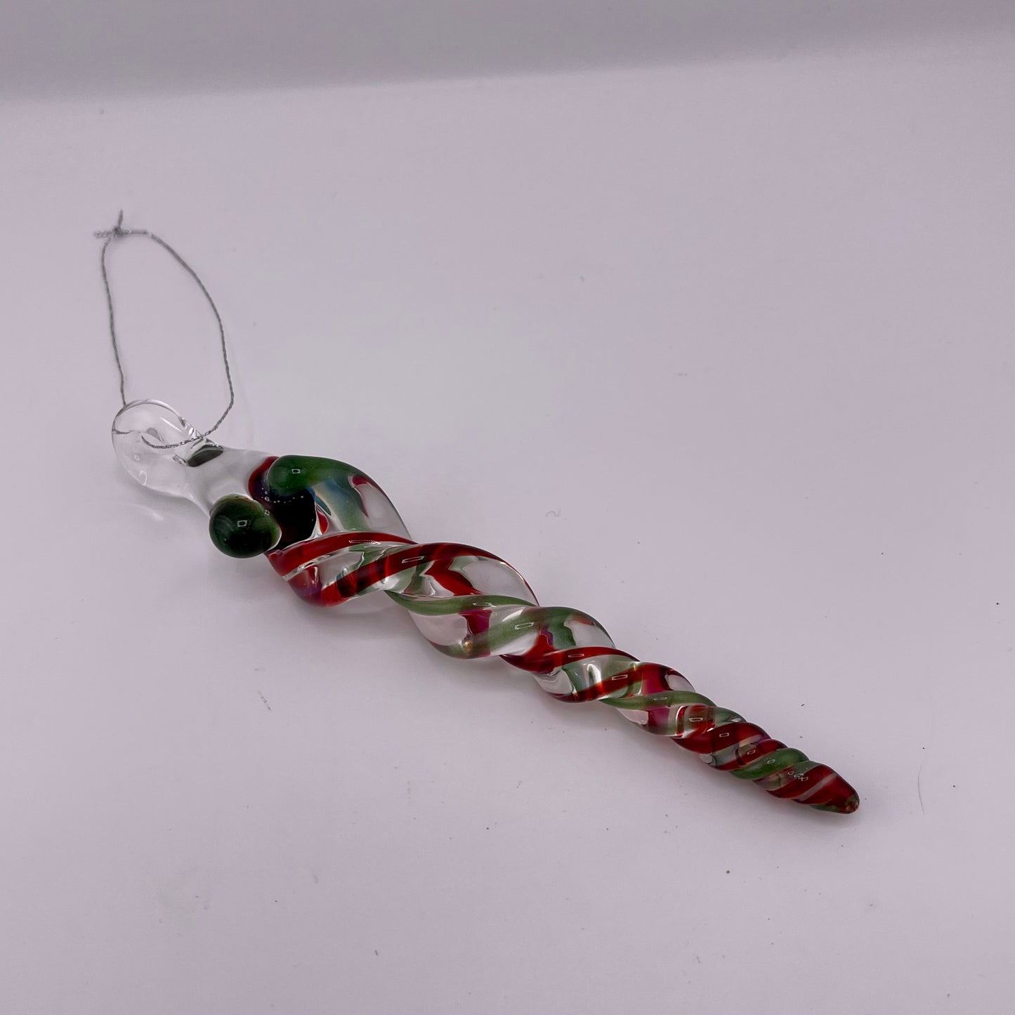 Elvis Red and Green over White Glass Icicle Ornament - JeffBeckerGlass.com