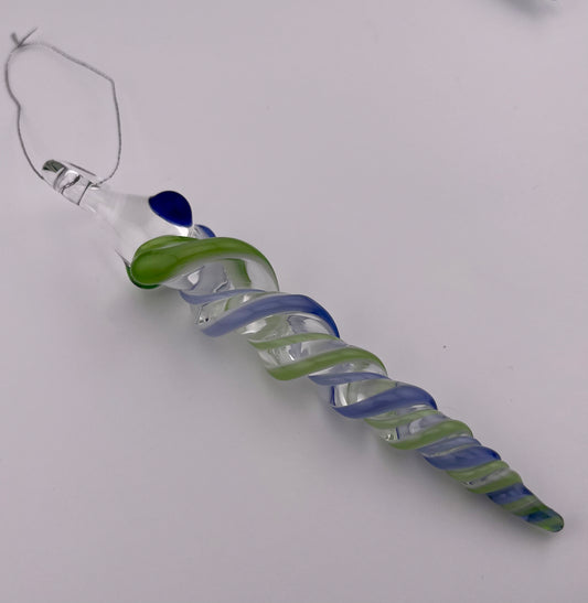 Plantphibian and Neptune Blue Glass Icicle Ornament - JeffBeckerGlass.com