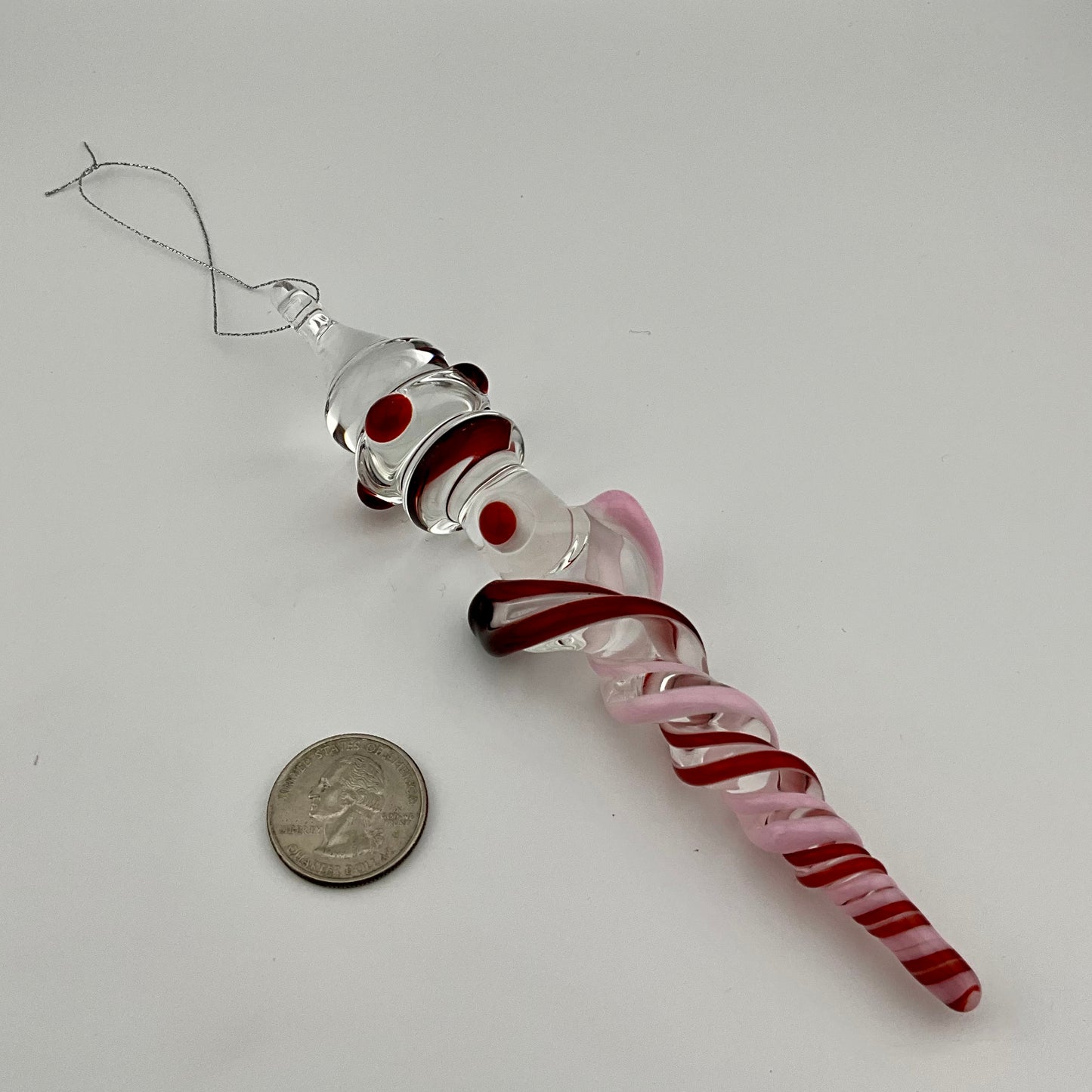 Elvis Red and Pink Cadillac Glass Icicle Christmas Ornaments with clear Maria - JeffBeckerGlass.com