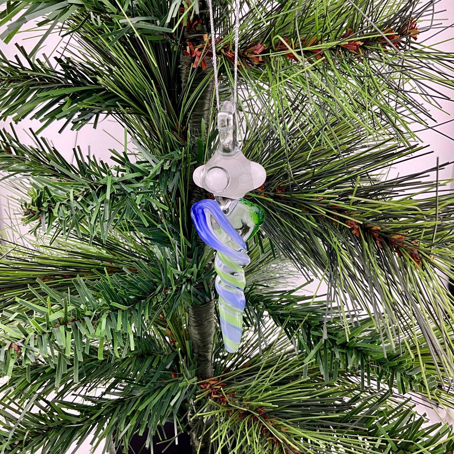 Mini Neptune Blue and Plantphibian Green Glass Icicle Ornaments - JeffBeckerGlass.com