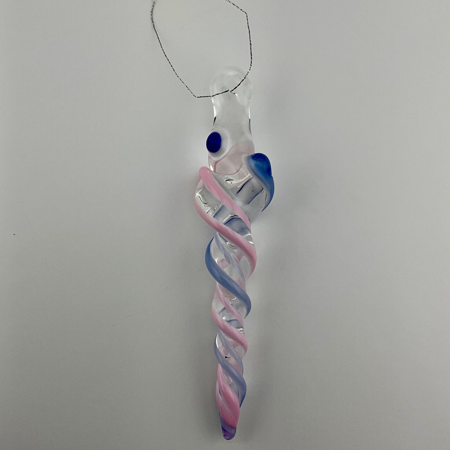 Cadillac Pink and Neptune Blue Glass Icicle Christmas Ornament - JeffBeckerGlass.com
