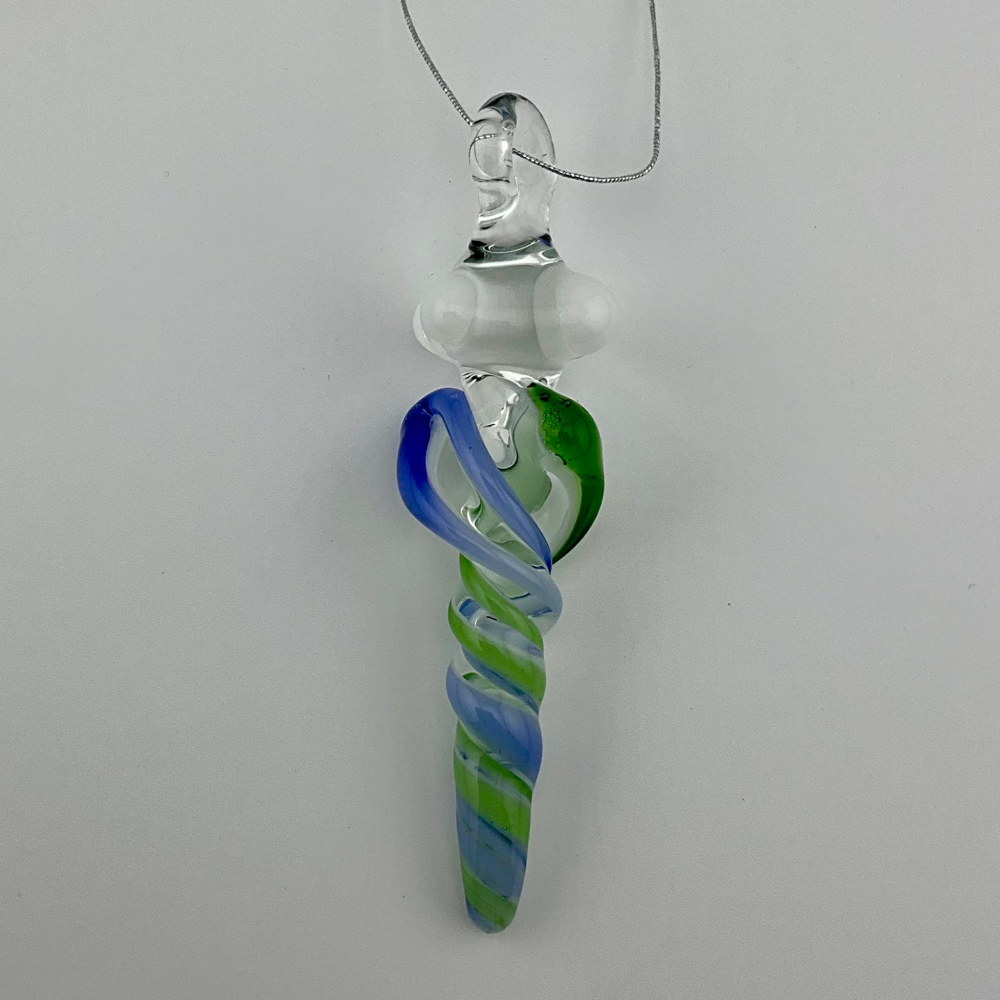 Mini Neptune Blue and Plantphibian Green Glass Icicle Ornaments - JeffBeckerGlass.com