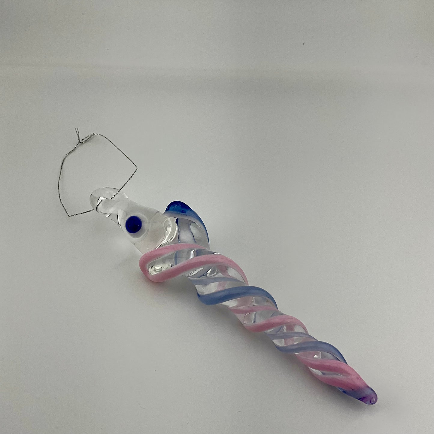 Cadillac Pink and Neptune Blue Glass Icicle Christmas Ornament - JeffBeckerGlass.com