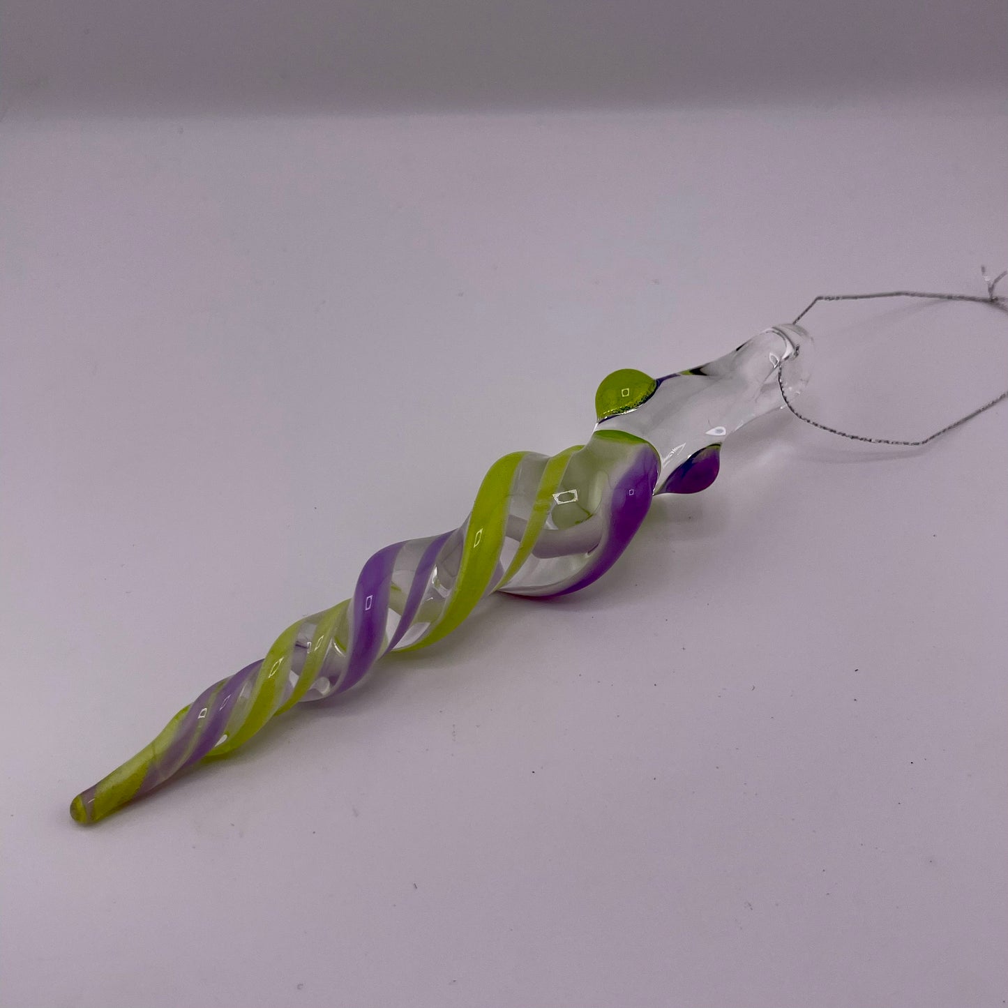 Slime Green and Pink Icicle Ornament - JeffBeckerGlass.com