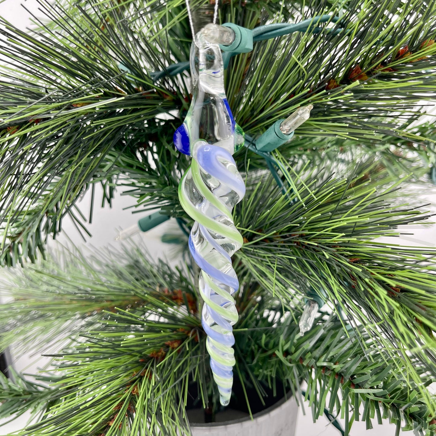 Plantphibian and Neptune Blue Glass Icicle Ornament - JeffBeckerGlass.com