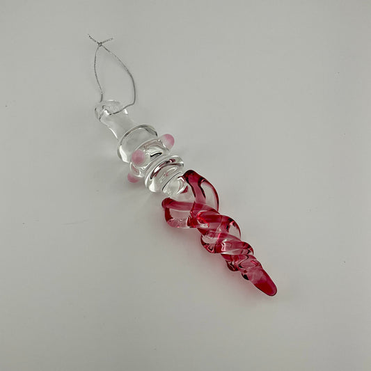 Mini Maria Gold Ruby Colored Glass Icicle Ornament - JeffBeckerGlass.com