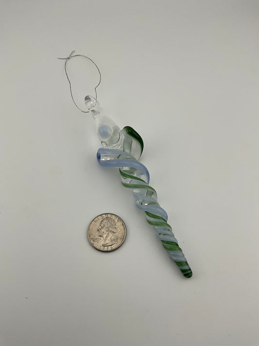 Light Blue and Green Glass Icicle Ornament - JeffBeckerGlass.com