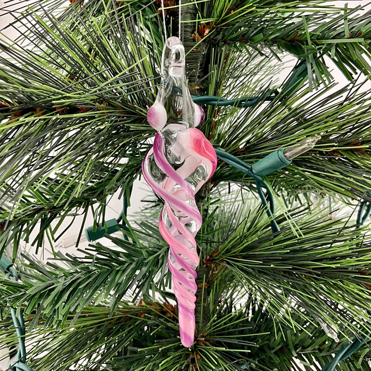 Gold Ruby over White Glass Icicle Christmas Ornaments - JeffBeckerGlass.com