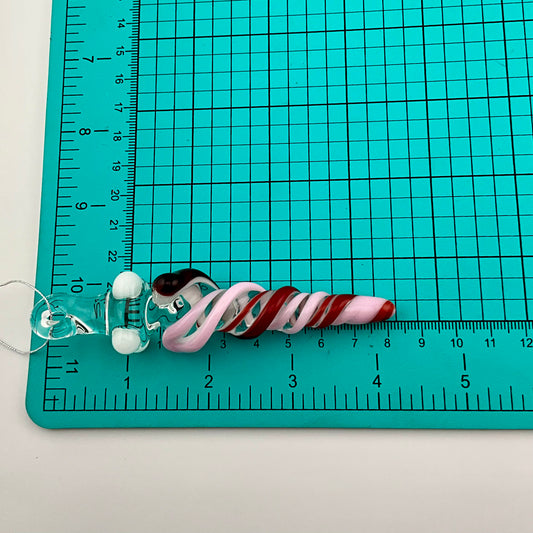 4 Pack of Cadillac Pink and Elvis Red over White Icicle Ornaments - JeffBeckerGlass.com