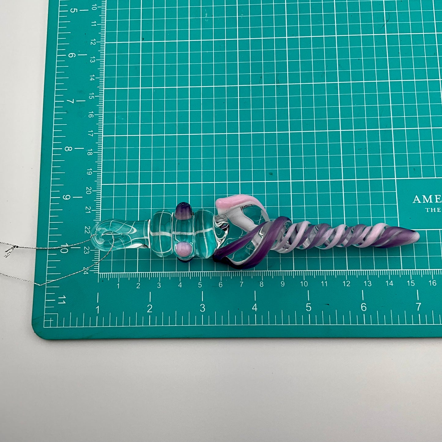 Telemagenta and Pink Cadillac Glass Icicle Ornament with multiple Maria’s - JeffBeckerGlass.com